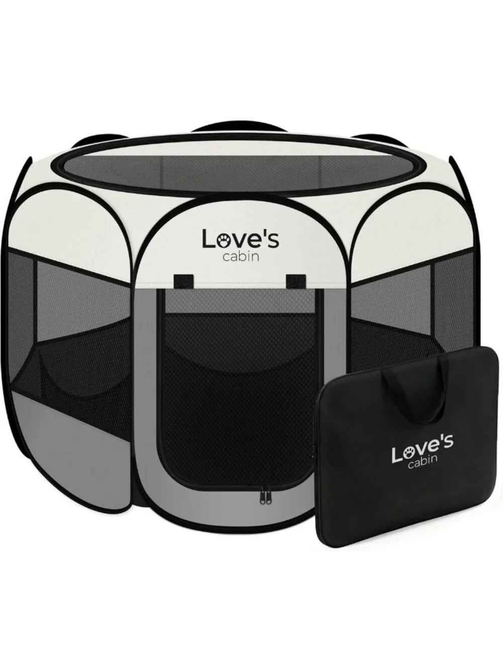 Portable Medium Dog Playpen & Cat Tent - Foldable Indoor/Outdoor Kennel, Grey